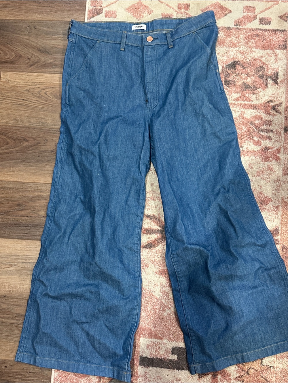 High Rise Wide Leg Flare Trouser Jeans in Blue - Women's Denim